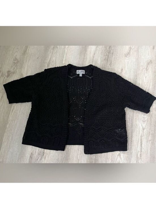 JM Collection Sweaters - JM Collections Cottagecore Crochet Cardigan bolero short sleeve sweater PL